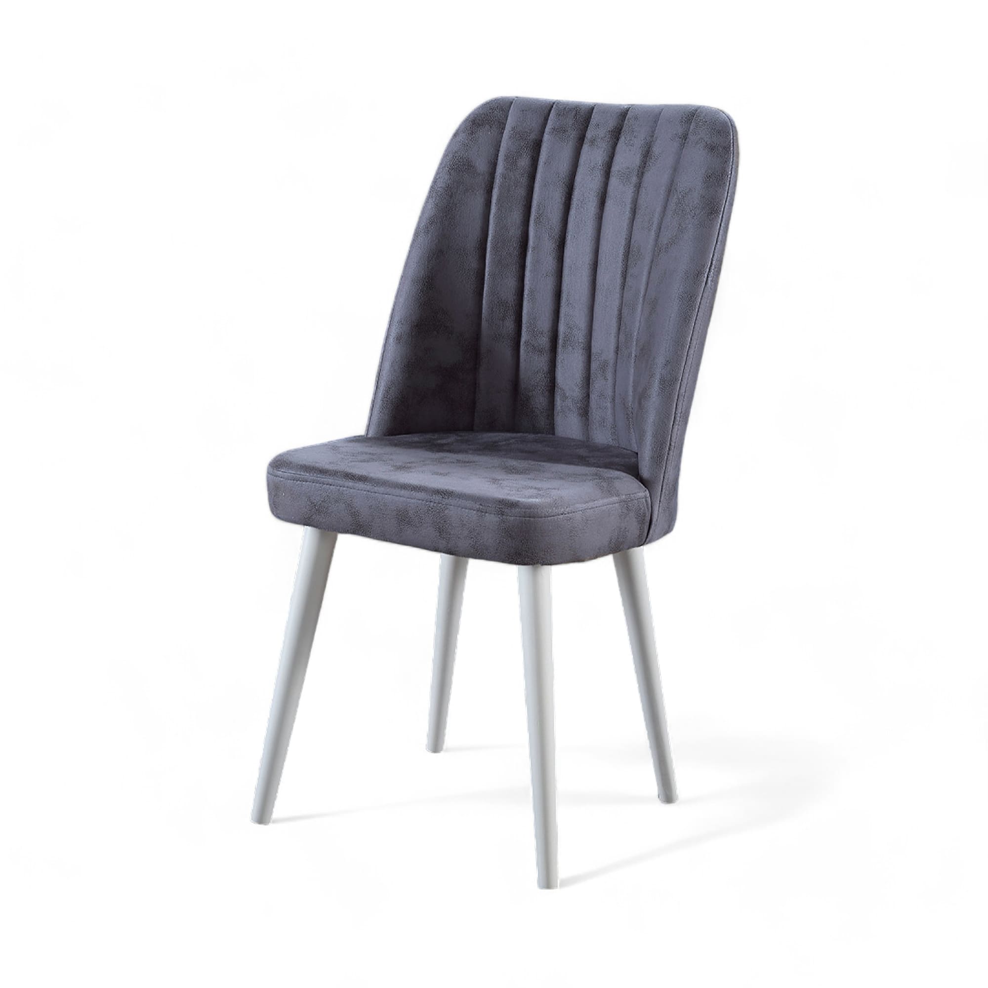 Polo Sandalye | Milas Kumaş | Beyaz Ahşap Ayak