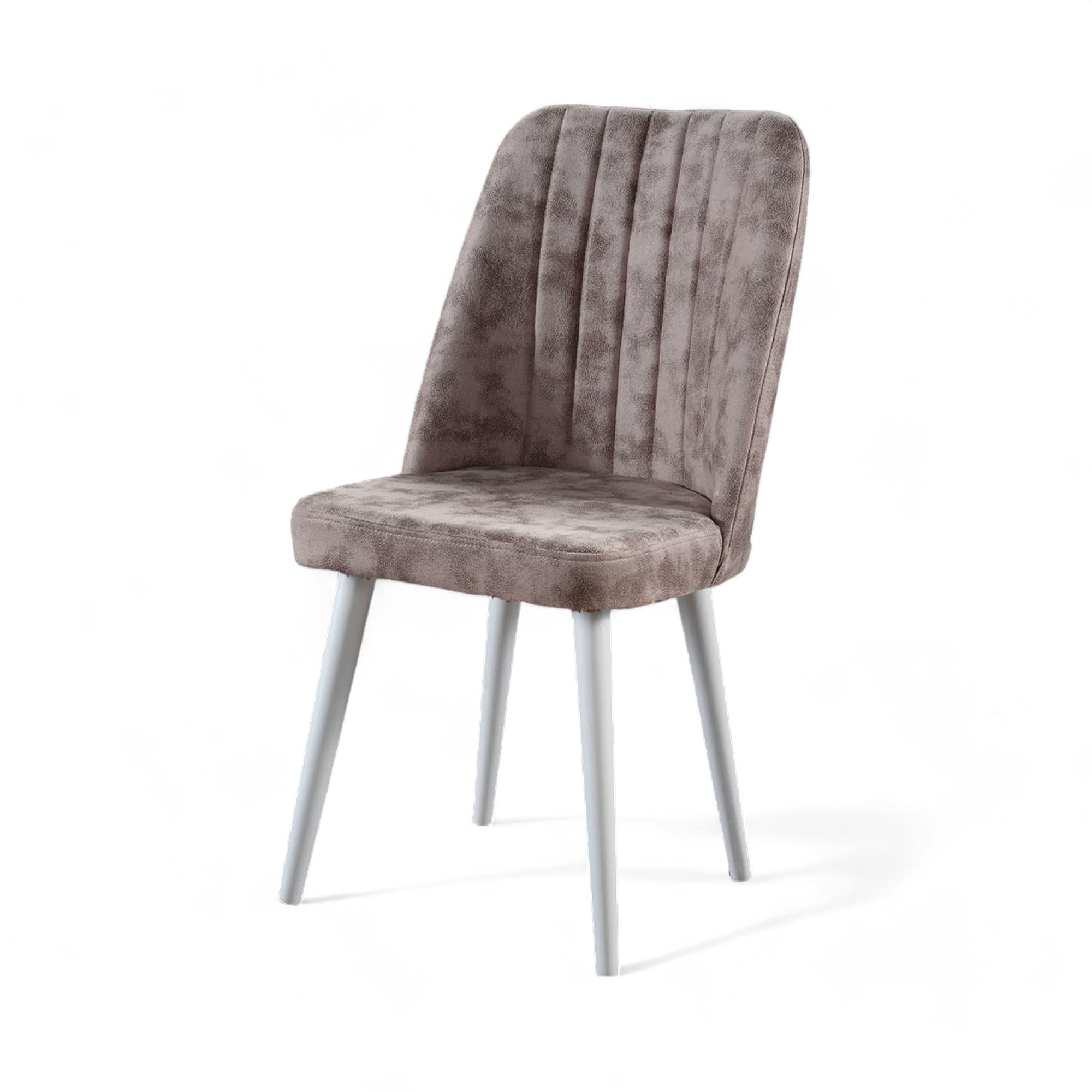 Polo Sandalye | Milas Kumaş | Beyaz Ahşap Ayak