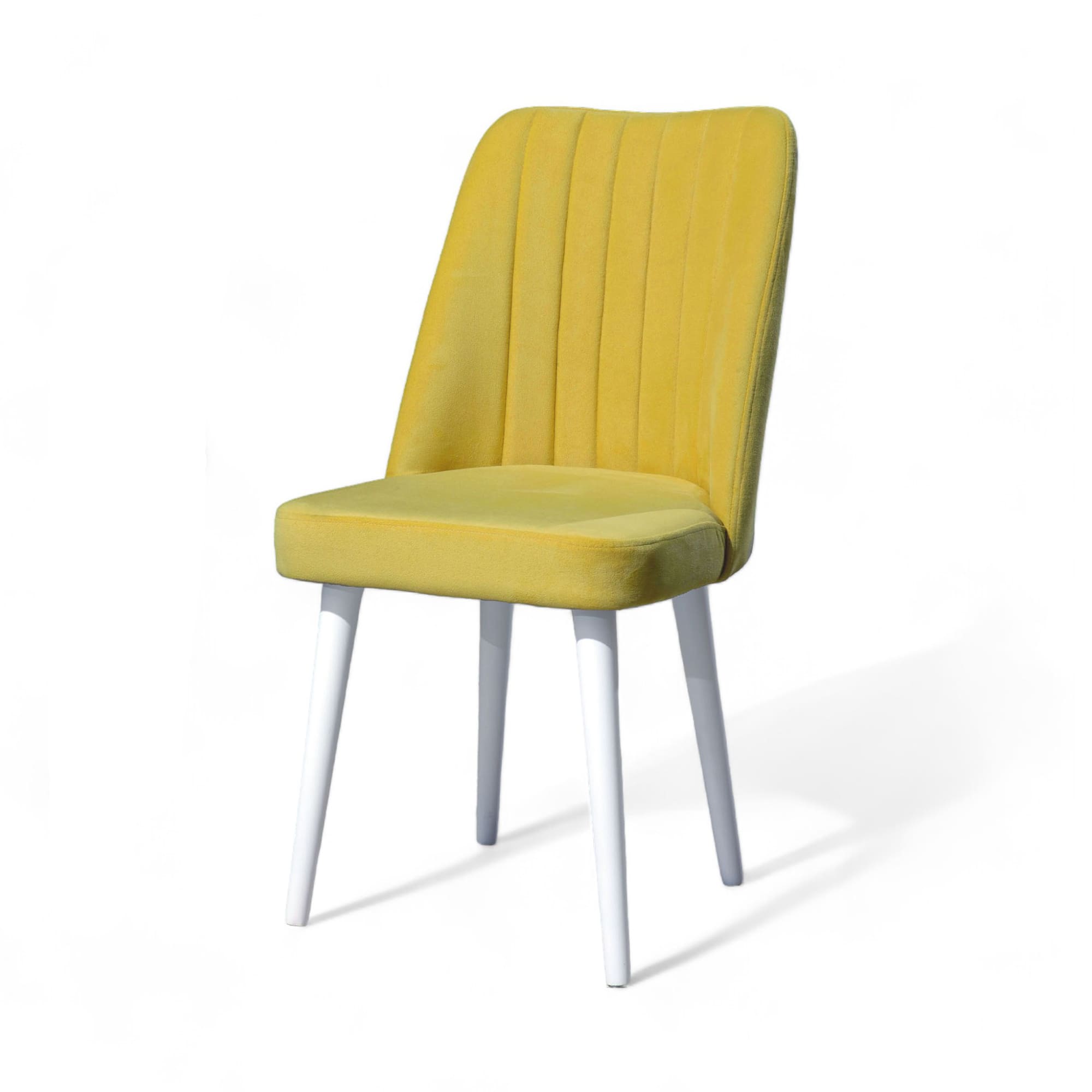 Polo Sandalye | Soho Kumaş | Beyaz Ahşap Ayak