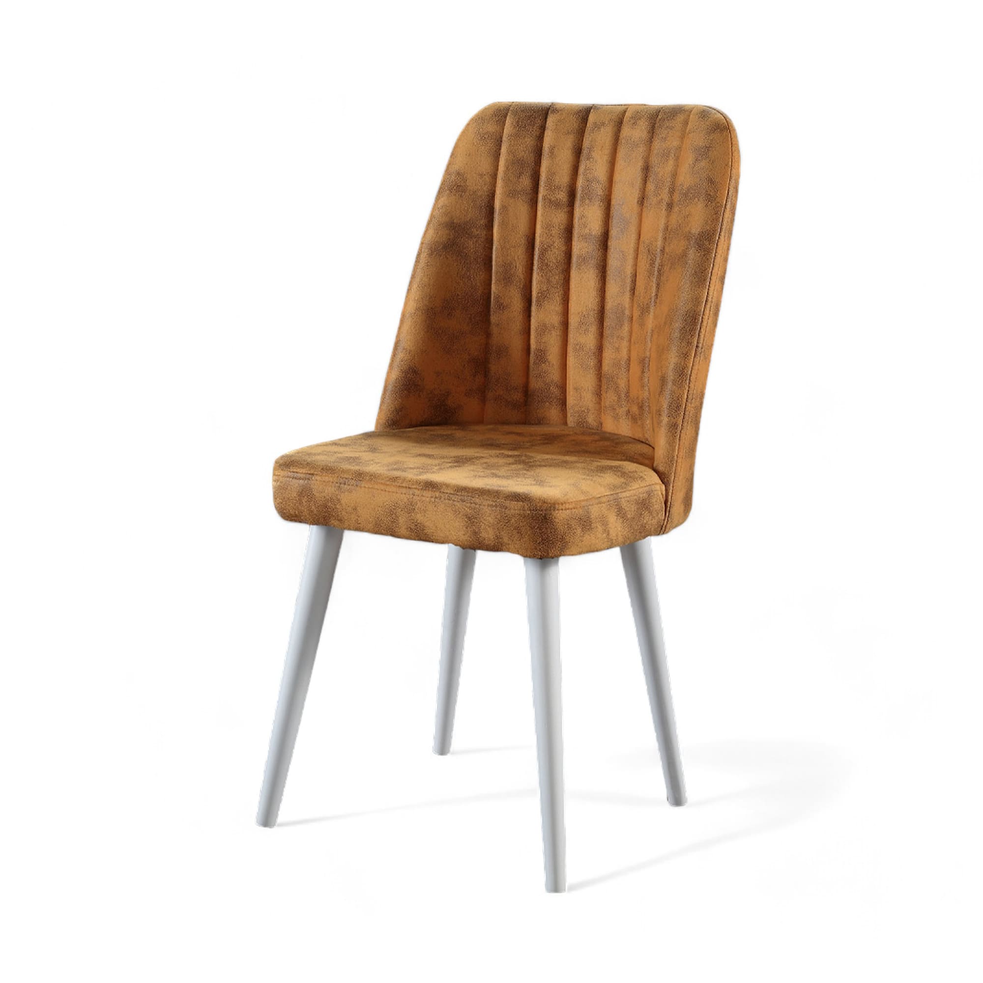 Polo Sandalye | Milas Kumaş | Beyaz Ahşap Ayak