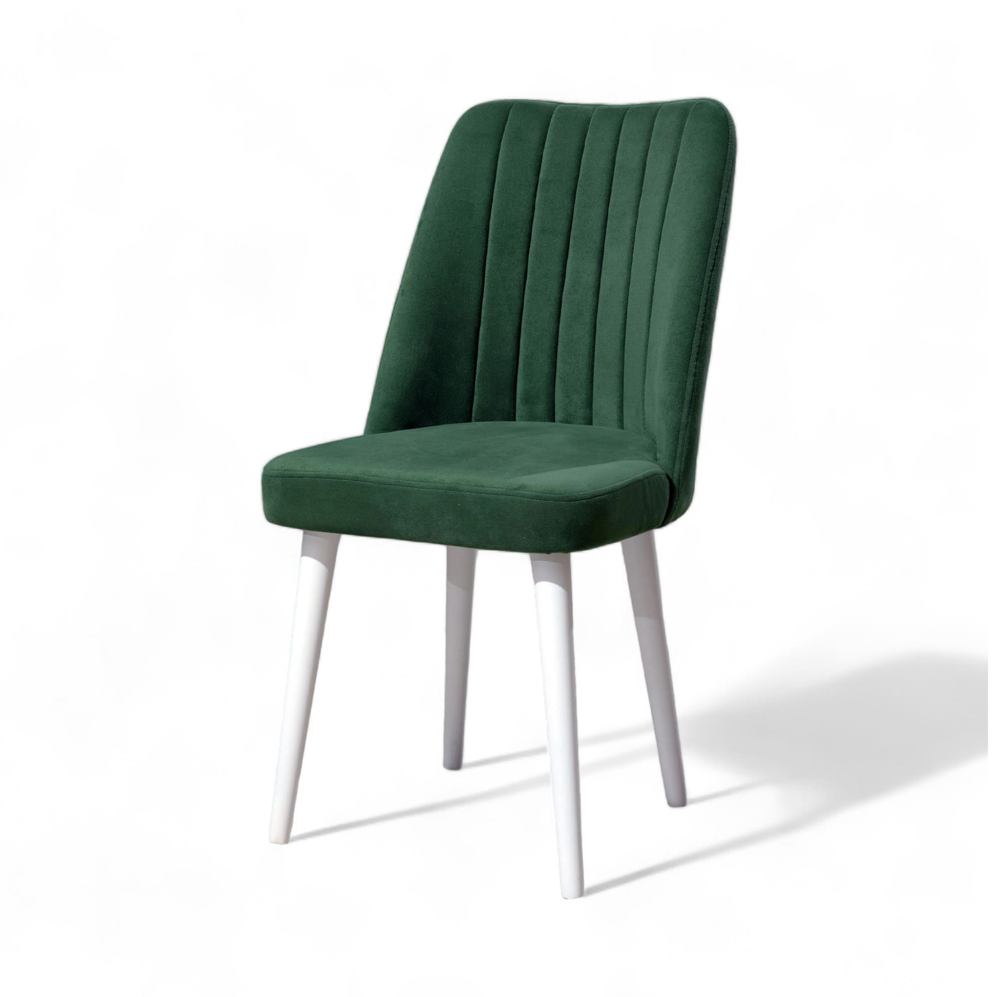 Polo Sandalye | Soho Kumaş | Beyaz Ahşap Ayak