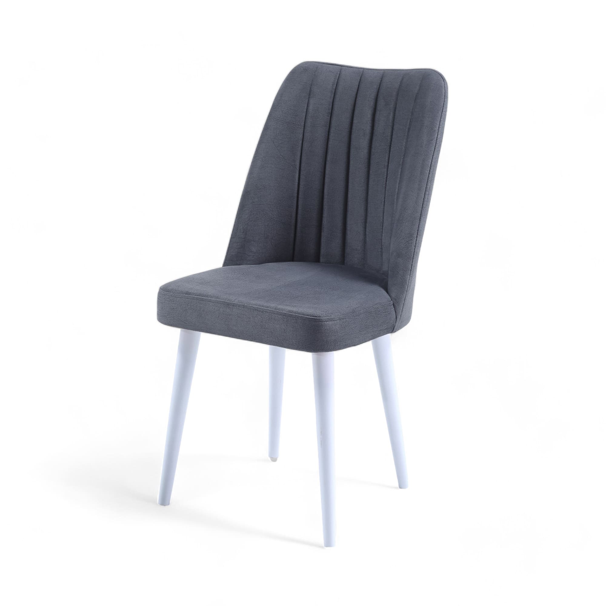 Polo Sandalye | Jerika Kumaş | Beyaz Ahşap Ayak