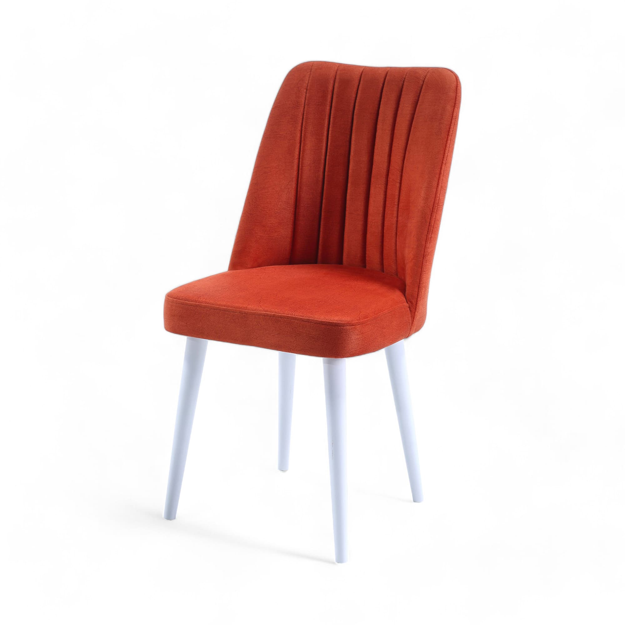 Polo Sandalye | Jerika Kumaş | Beyaz Ahşap Ayak