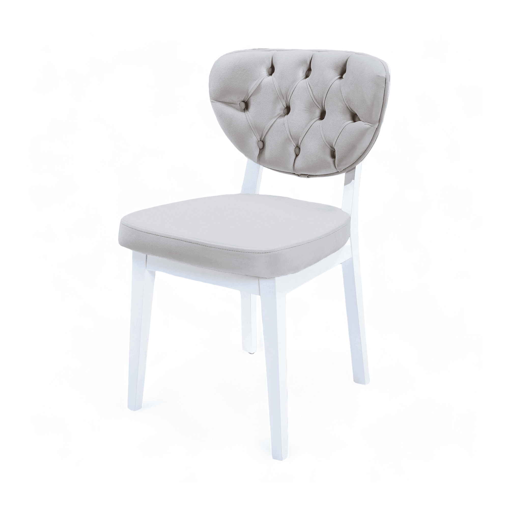 Boston Sandalye | Baby Face Kumaş | Beyaz Ahşap İskelet