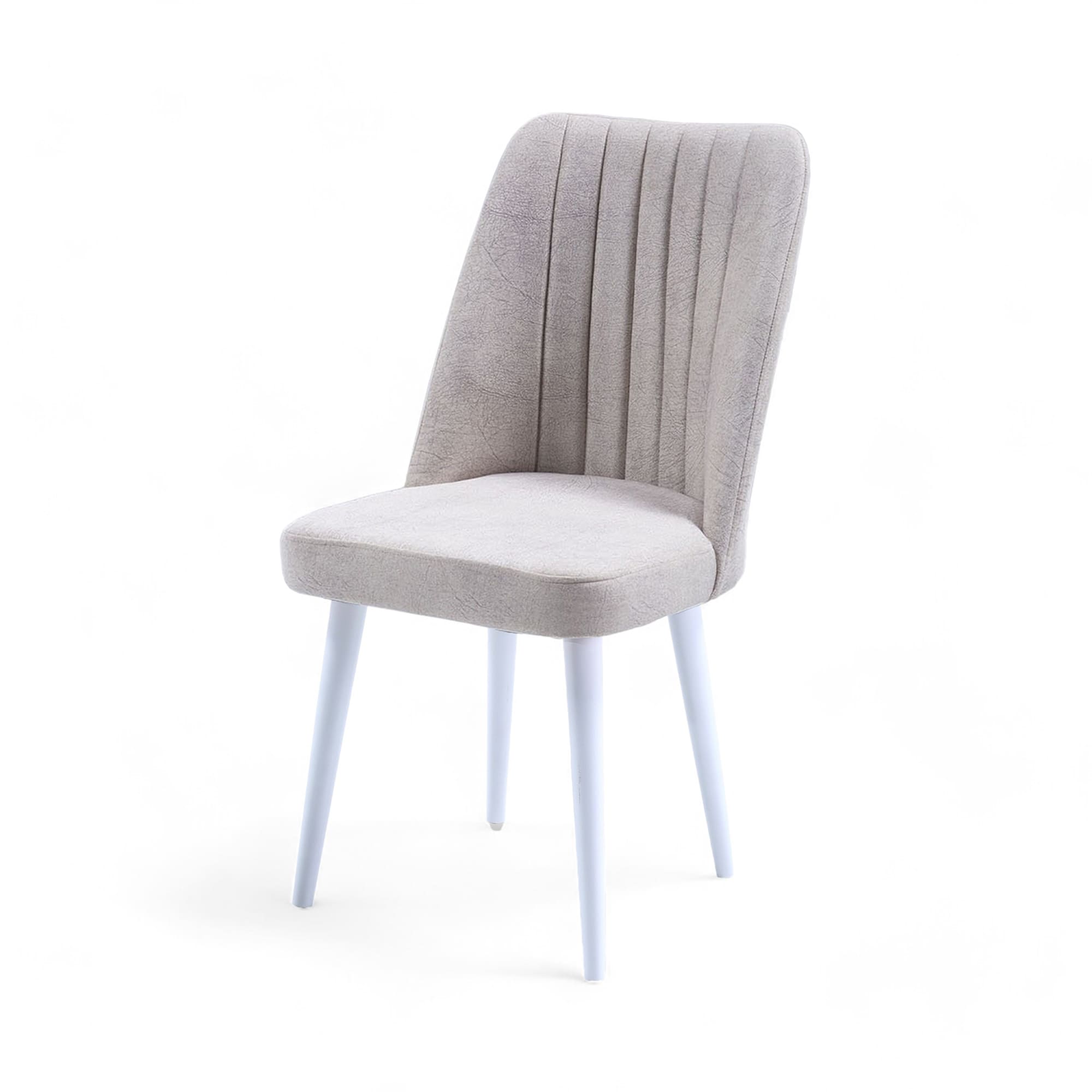 Polo Sandalye | Jerika Kumaş | Beyaz Ahşap Ayak