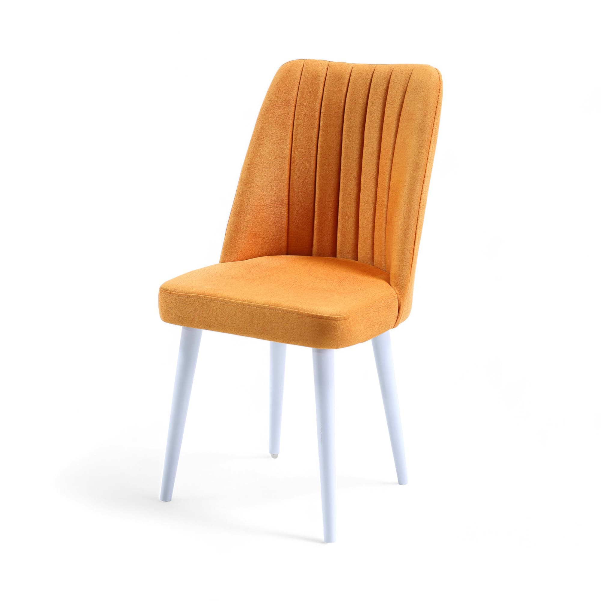 Polo Sandalye | Jerika Kumaş | Beyaz Ahşap Ayak