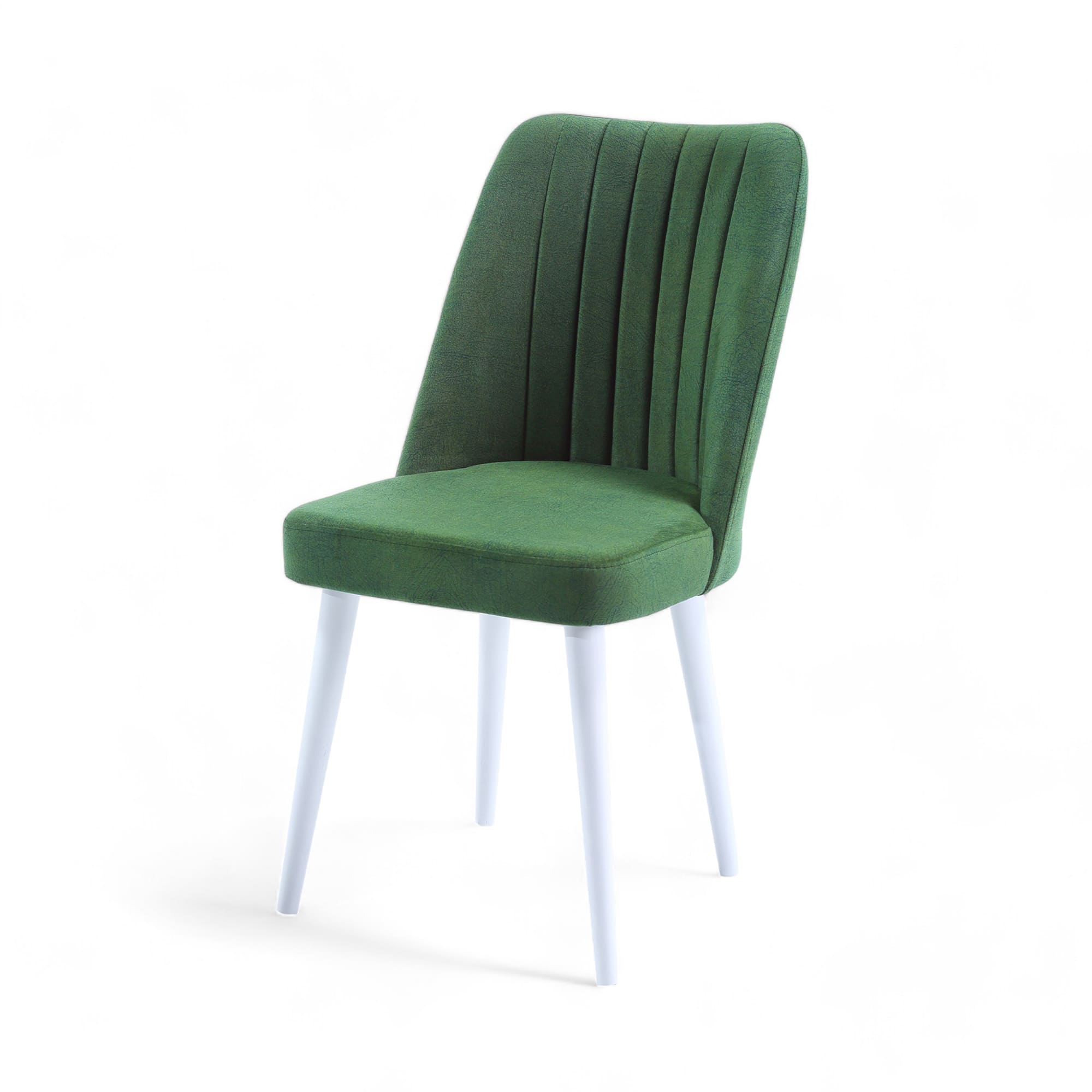 Polo Sandalye | Jerika Kumaş | Beyaz Ahşap Ayak